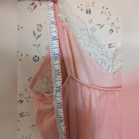 🍑 Petra Slip Dress White Floral Lace Panel 1970 Maxi Nylon Large Nightgown US - Picture 6 of 12